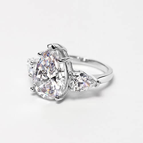 Michooyel S925 5.0ct Pear Cut Diamond Engagement Ring for Women