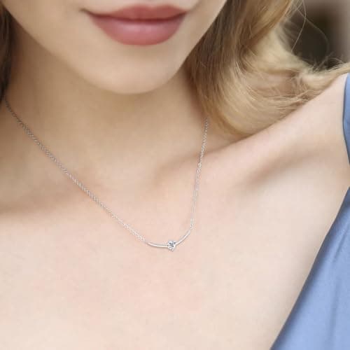 AINUOSHI Solitaire Smile 14K Gold Plated Moissanite Pendant Necklace
