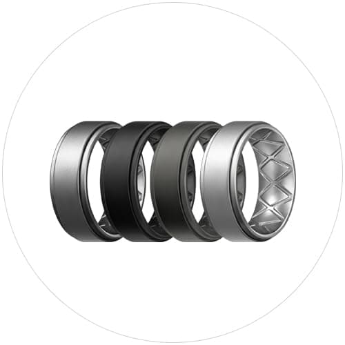 Egnaro Breathable Silicone Wedding Bands for Men - Multipack Step Edge