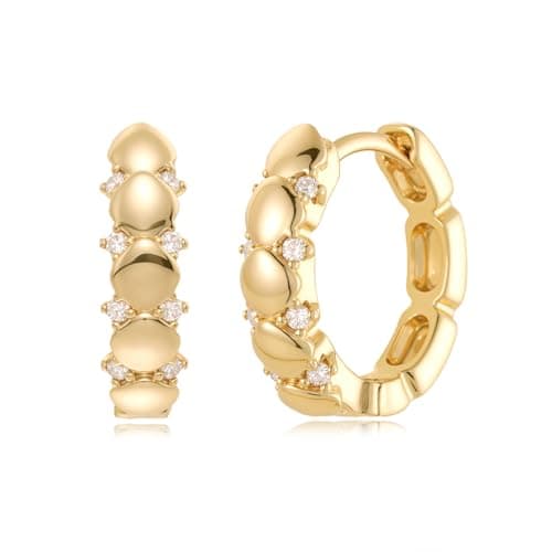MYEARS 14K Gold Plated Hypoallergenic Women's Gold Earrings Cubic Zirconia Hoop