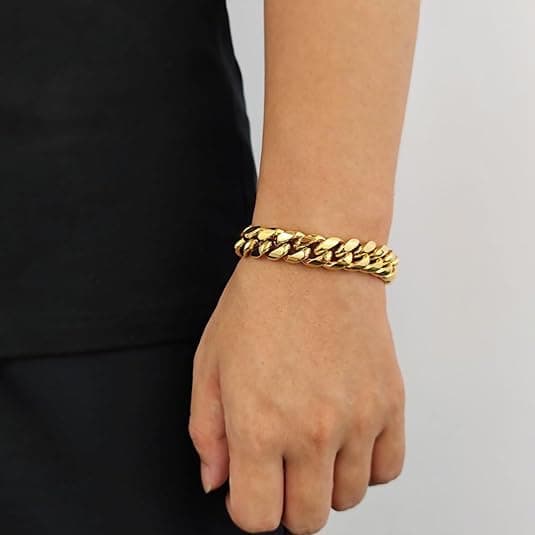 14k Gold Cuban Bracelet for Men & Women - Mesh Design Valentine's Day Gift