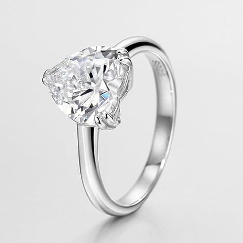Michooyel S925 4ct Heart Cut Cubic Zirconia Engagement Rings for Women