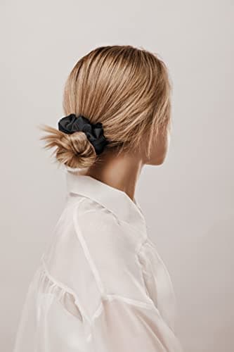 Premium 25 Momme Mulberry Silk Scrunchies | Bedrock, Midnight, Champagne (3 Medium)
