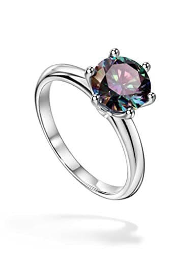 Michooyel Moissanite Engagement Ring for Women, 2CT BLACK/PINK/YELLOW/RAINBOW/SEA BLUE/D-E/Crystal AB Moissanite Solitaire Promise Rings, D Color VVS1 Simulated 925 Sterling Silver Ring  
Michooyel Moissanite Engagement Ring for Women, 2CT D-E/Crysta