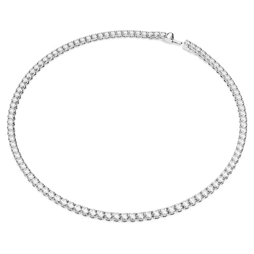 Swarovski Matrix Tennis Necklace, Round Clear Rhodium Finished