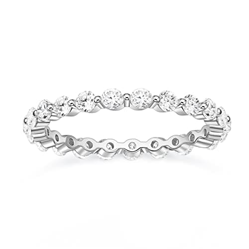 Sure, here's a refined and simplified version of the original title, focusing on the product keywords:

2mm Sterling Silver CZ Full Eternity Wedding Band Ring Sizes 3-13
