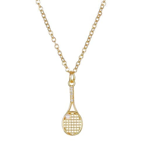 QLUYCKW Pearl Pendant Tennis Necklace - Perfect Gift for Tennis Enthusiasts