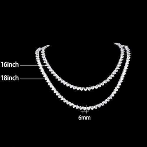 FEEL STYLE Ice Out 18K White Gold Plated Diamond Tennis Necklace - 16-18inch