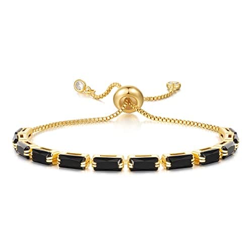KissYan 14K Gold Plated Cubic Zirconia Adjustable Slider Tennis Bracelet