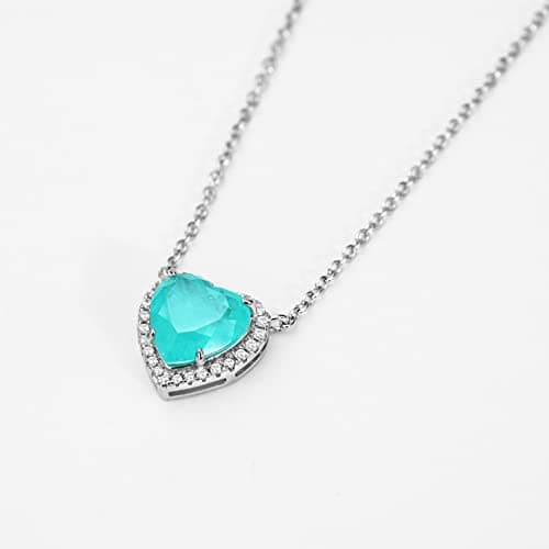 Michooyel Sterling Silver Paraiba Heart Pendant, 5ct Tourmaline, 16-18" Chain