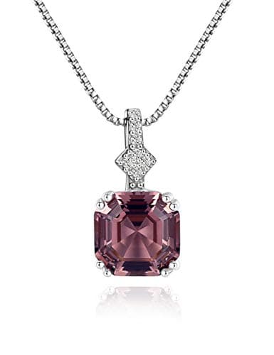 Michooyel S925 Cubic Zirconia/Morganite Asscher Cut Pendant Necklace for Women
