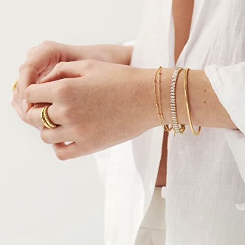 Pearlada 18k Gold Layered Coin Charm Cubic Zirconia Bracelet