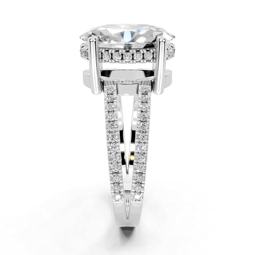 14K Gold Platinium Pave Split Shank Oval Lab Grown Diamond Engagement Ring (1.0-5.0 Ct)