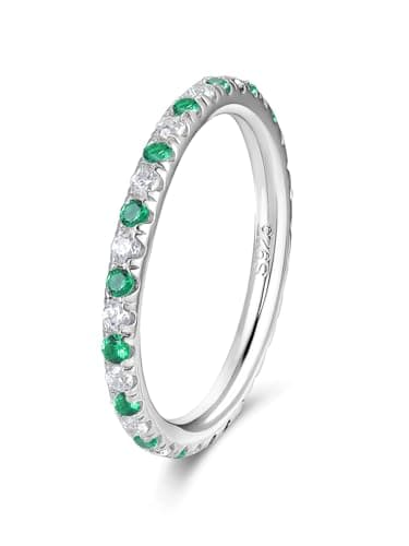 CYW D Color Moissanite Eternity Ring for Women, 925 Sterling Silverrhodium Finish