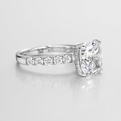 Michooyel 3ct Cushion Cut S925 Sterling Silver Engagement Ring for Women
