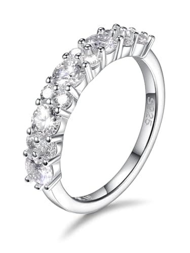 CYW D Color Moissanite Eternity Ring for Women, 925 Sterling Silverrhodium Finish