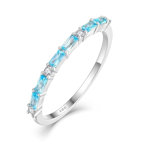 Starchenie 925 Sterling Silver Thin Eternity Birthstone Ring for Women