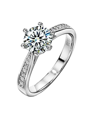 Michooyel S925 1ct Brilliant Round Cathedral Moissanite D Color,VVS Engagement Ring for Women