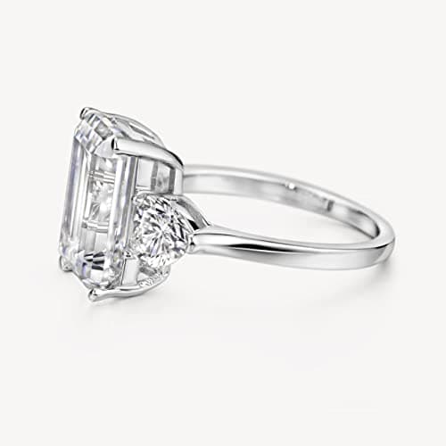 Sterling Silver Emerald Cut Engagement Ring for Women