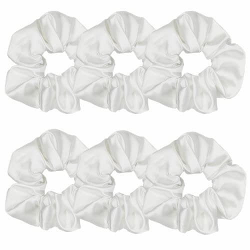 Silk Scrunchies for Women, Soft Hair Ties in Black (4.3 inch)