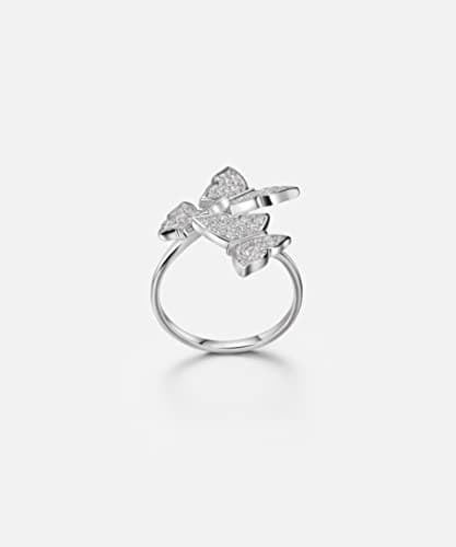 Michooyel S925 Cubic Zirconia Butterfly Adjustable Ring for Women