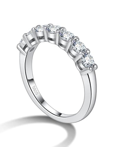 getlove 18K White Gold Plated Moissanite Wedding Band