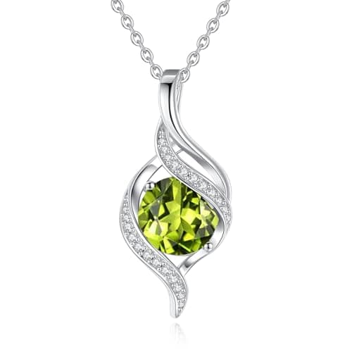 FANCIME Women's Round Cubic Zirconia Birthstone Necklace in Sterling Silver for Mom