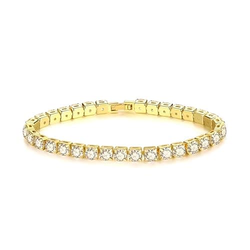 SUPAC Gold Tennis Bracelet, Luxury Shiny Simulated Diamond Jewelry