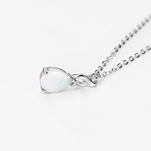 Michooyel Sterling Silver Teardrop Opal Infinity Pendant Necklace for Women