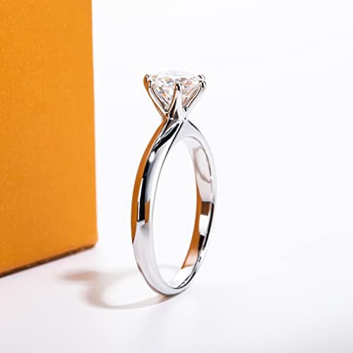 AimiIee Moissanite Engagement Ring, 0.5-3CT Round BrilliantGold Plated 925 Sterling Silver