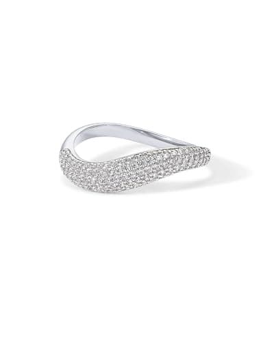 PavoI 14K Gold Plated Wavy CZ Stack Ring for Women