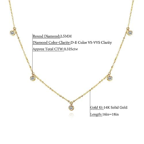 Caratmerry Lab Grown Diamond 14k Solid Gold Solitaire Necklace