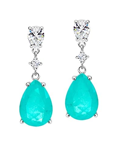 Michooyel S925 5ct Paraiba Drop Earrings for Women