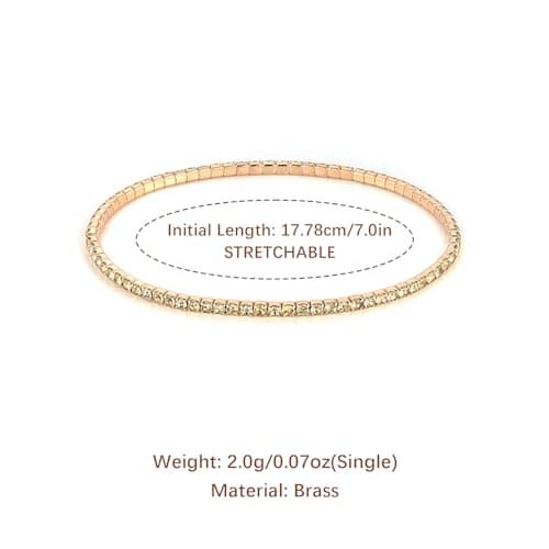 HZMAN Dainty 14K Gold Plated Stretch Bracelet Set for Women