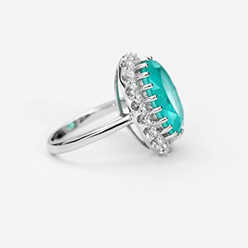 Michooyel S925 Paraiba Oval Promise Ring for Women Engagement Wedding Bands