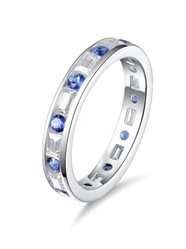 CYW D Color Moissanite Eternity Ring for Women, 925 Sterling Silverrhodium Finish