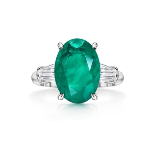 Michooyel 5.0ct S925 Synthetic Emerald Oval Cut Ring for Women