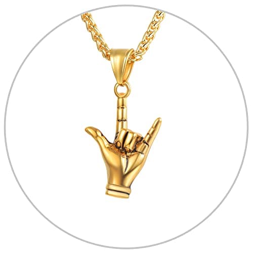 Stainless Steel 18K Gold Plated Rock Music Necklace Adjustable Chain Men Women Teens