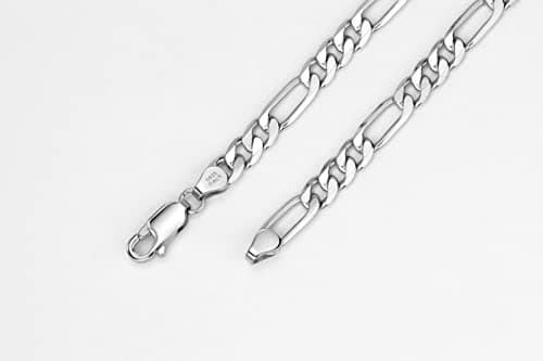 Refined title: Michooyel Sterling Silver 5mm Figaro Chain Necklace for Men and Women