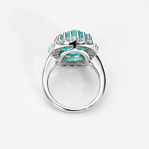 Michooyel S925 Paraiba Oval Promise Ring for Women Engagement Wedding Bands