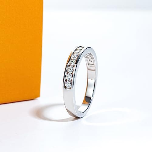 AimiIee D Color VVS1 Moissanite Eternity Ring 925 Silver for Women