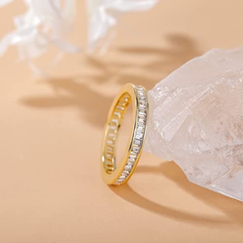 Shinylso Women's Princess Cut CZ Eternity Ring Gold/Silver/Rose Gold