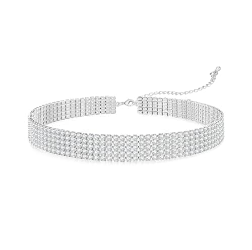 Yamberdoly Sparkly Synthetic Diamond Tennis Choker for Women