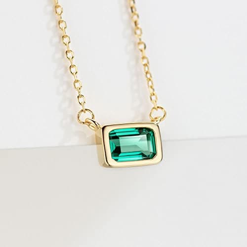 Michooyel S925 1.2ct Lab-created Emerald Necklace for Women