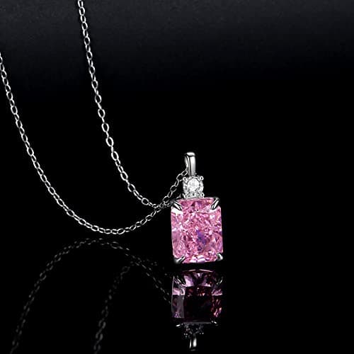 Lab Created Diamond Necklace for Women 925 Sterling Silver 18K Gold Plated Pendant Gift