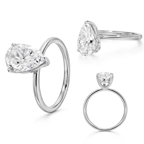 Michooyel 2.0ct Pear Cut CZ Solitaire Ring for Women