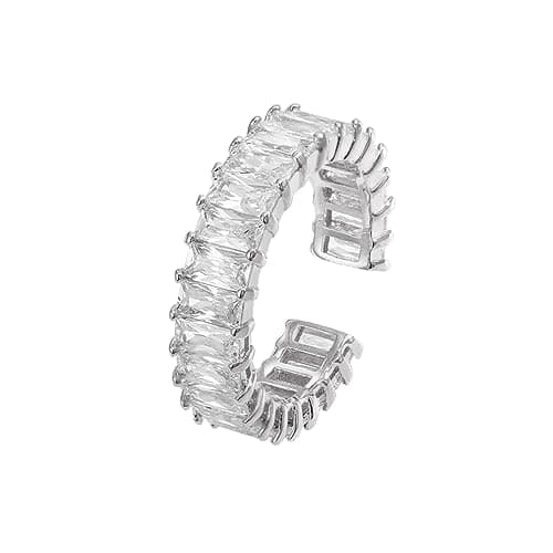 VOPIPO Adjustable Gold Plated CZ Leaf Double Cubic Zirconia Ring for Women