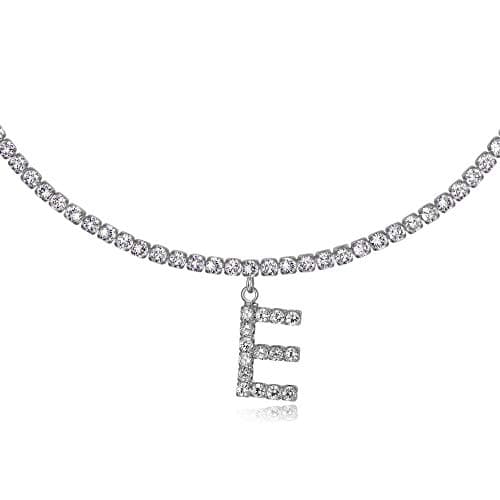LecAit 14k Gold Plated Initial Choker Necklace with CZ Diamonds for Women
