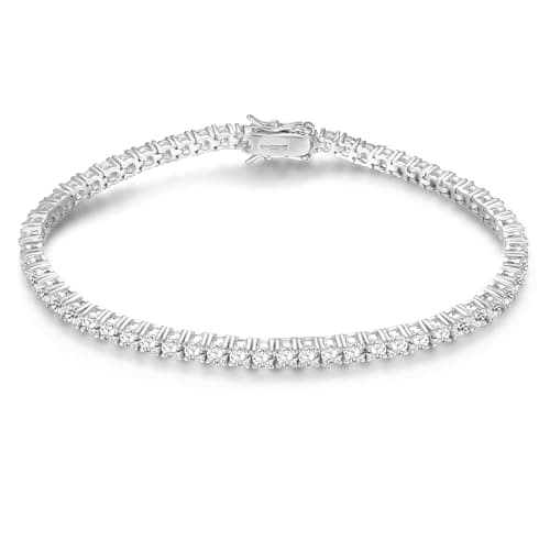 Gemsme 18K White Gold Plated 3.5mm Cubic Zirconia Tennis Bracelet for Women