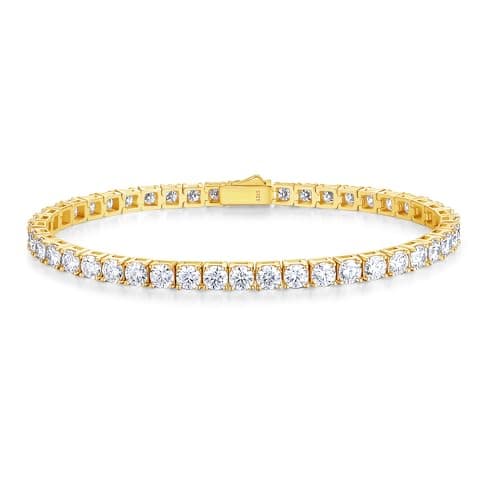FANCIME 18K Gold Plated Moissanite Tennis Bracelet 4.7-19 Carats